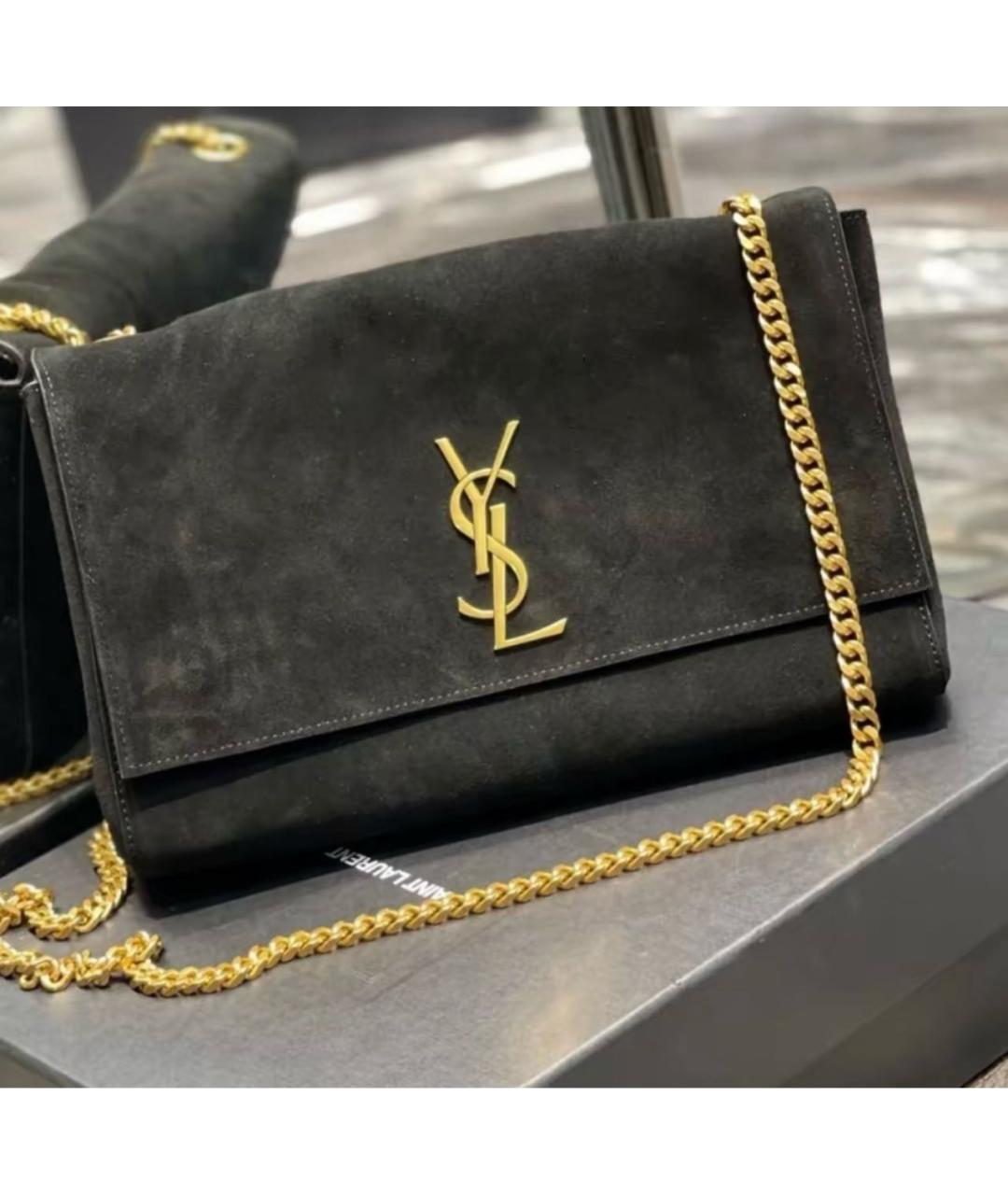 SAINT LAURENT Черная замшевая сумка через плечо, фото 6