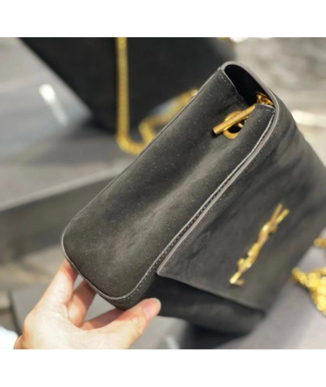 SAINT LAURENT Черная замшевая сумка через плечо, фото 8