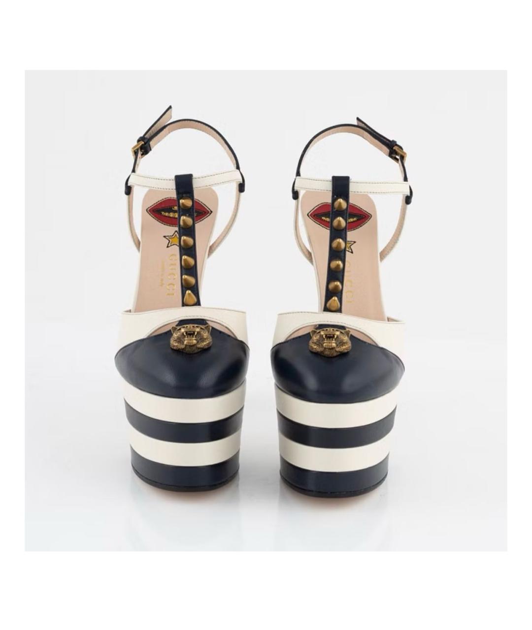 GUCCI Темно-синие кожаные босоножки, фото 2