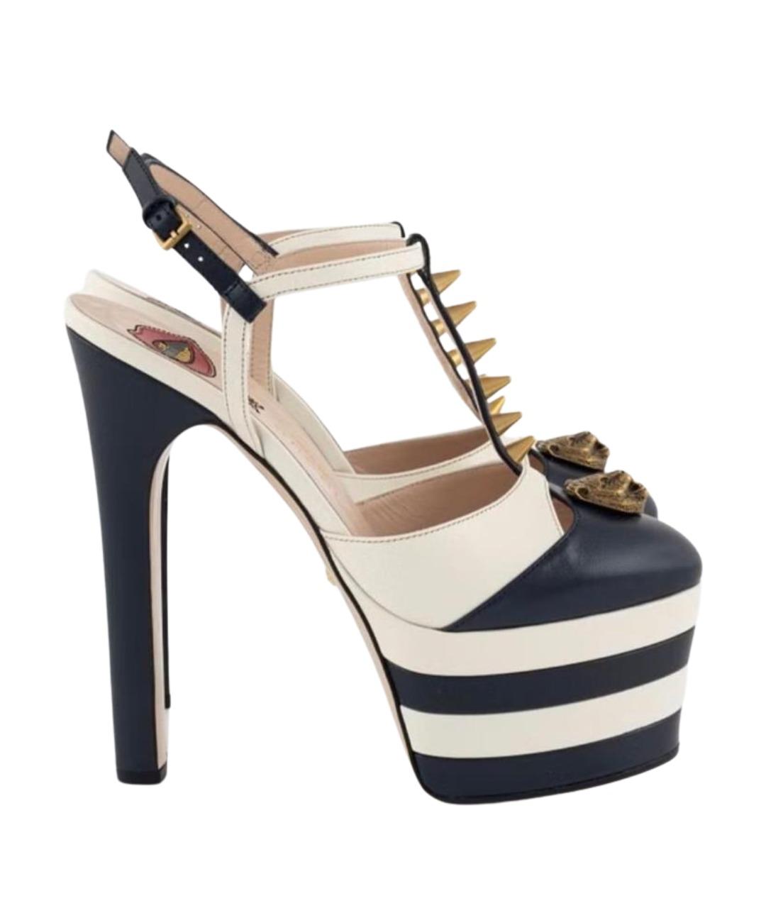 GUCCI Темно-синие кожаные босоножки, фото 1