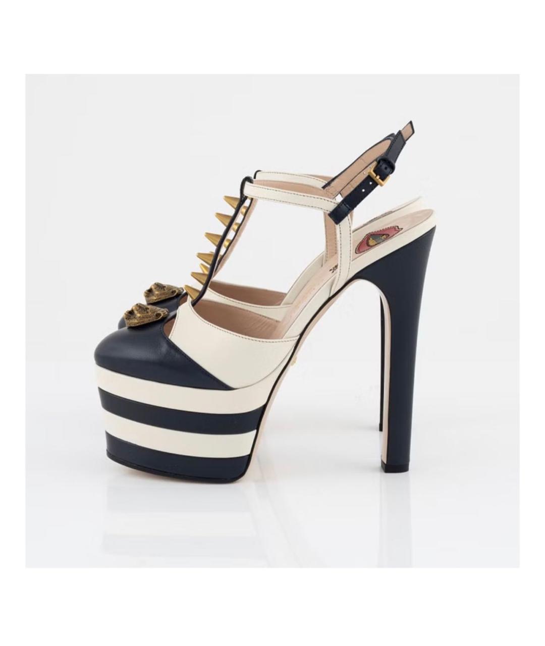 GUCCI Темно-синие кожаные босоножки, фото 7