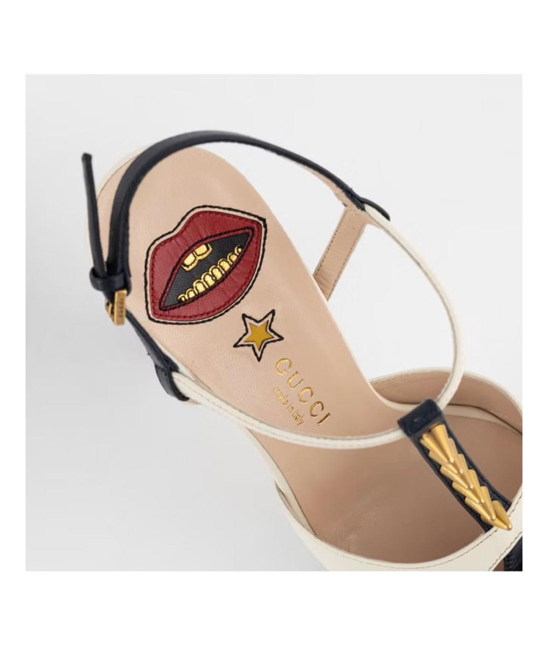 GUCCI Темно-синие кожаные босоножки, фото 3