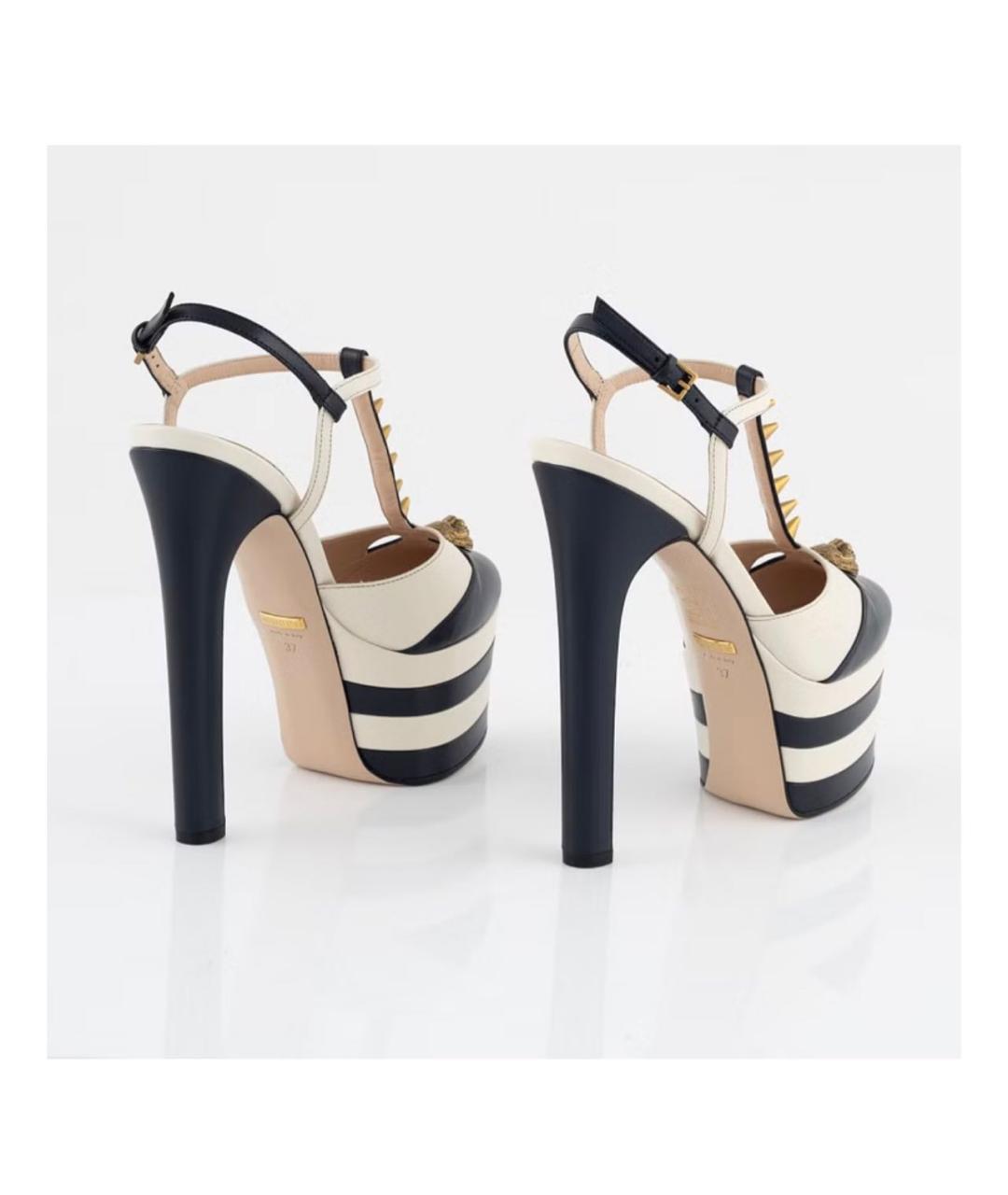 GUCCI Темно-синие кожаные босоножки, фото 4