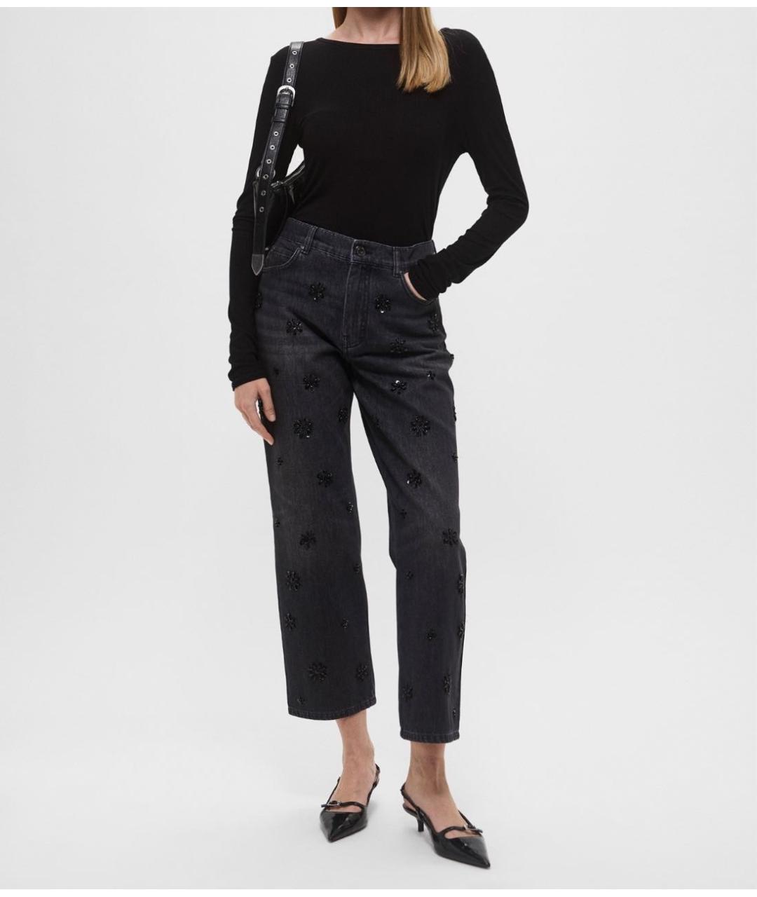 MAX MARA Антрацитовые хлопковые прямые джинсы, фото 8