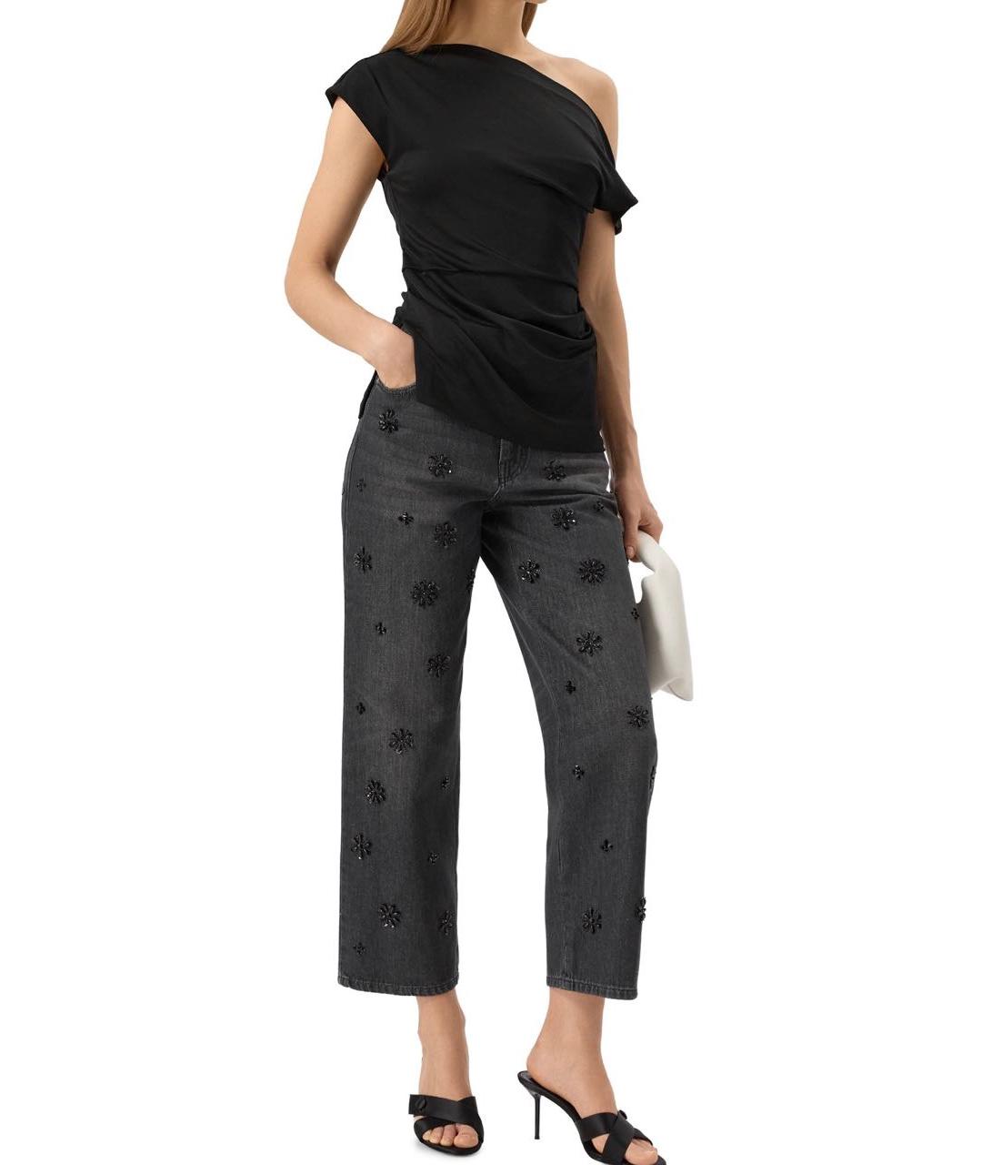 MAX MARA Антрацитовые хлопковые прямые джинсы, фото 7