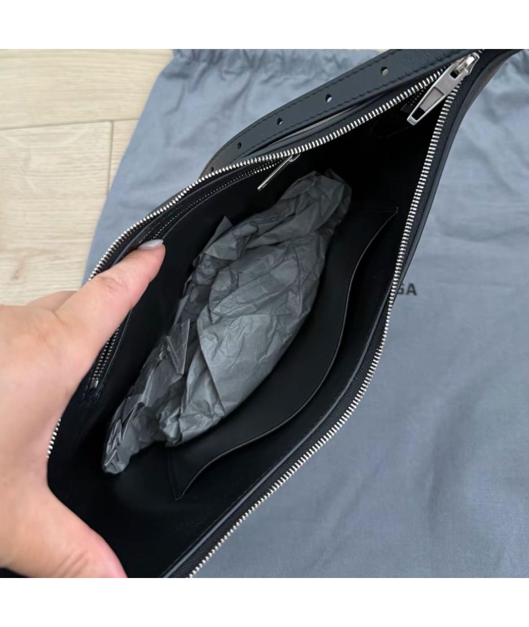 BALENCIAGA Черная кожаная сумка через плечо, фото 8