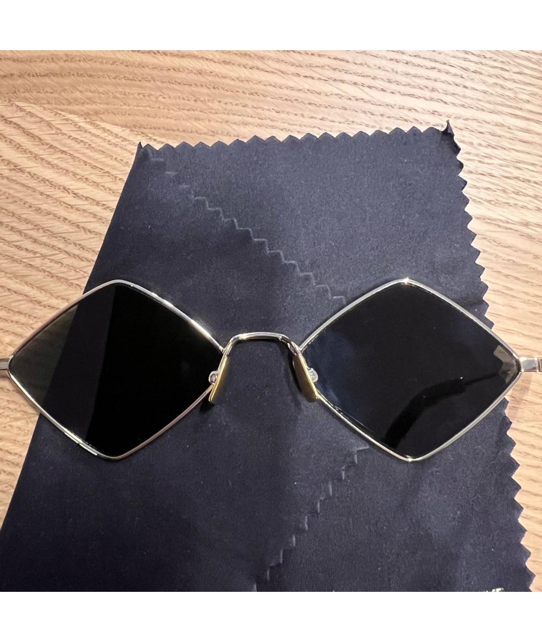 SAINT LAURENT Антрацитовые металлические солнцезащитные очки, фото 3