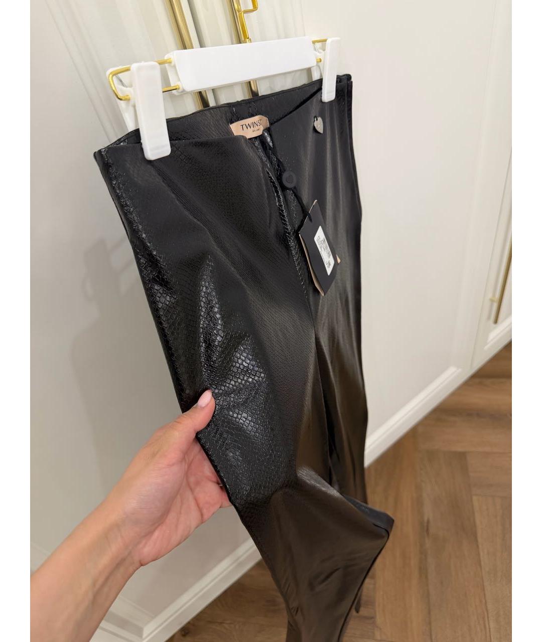 TWIN-SET Черные полиэстеровые брюки узкие, фото 6