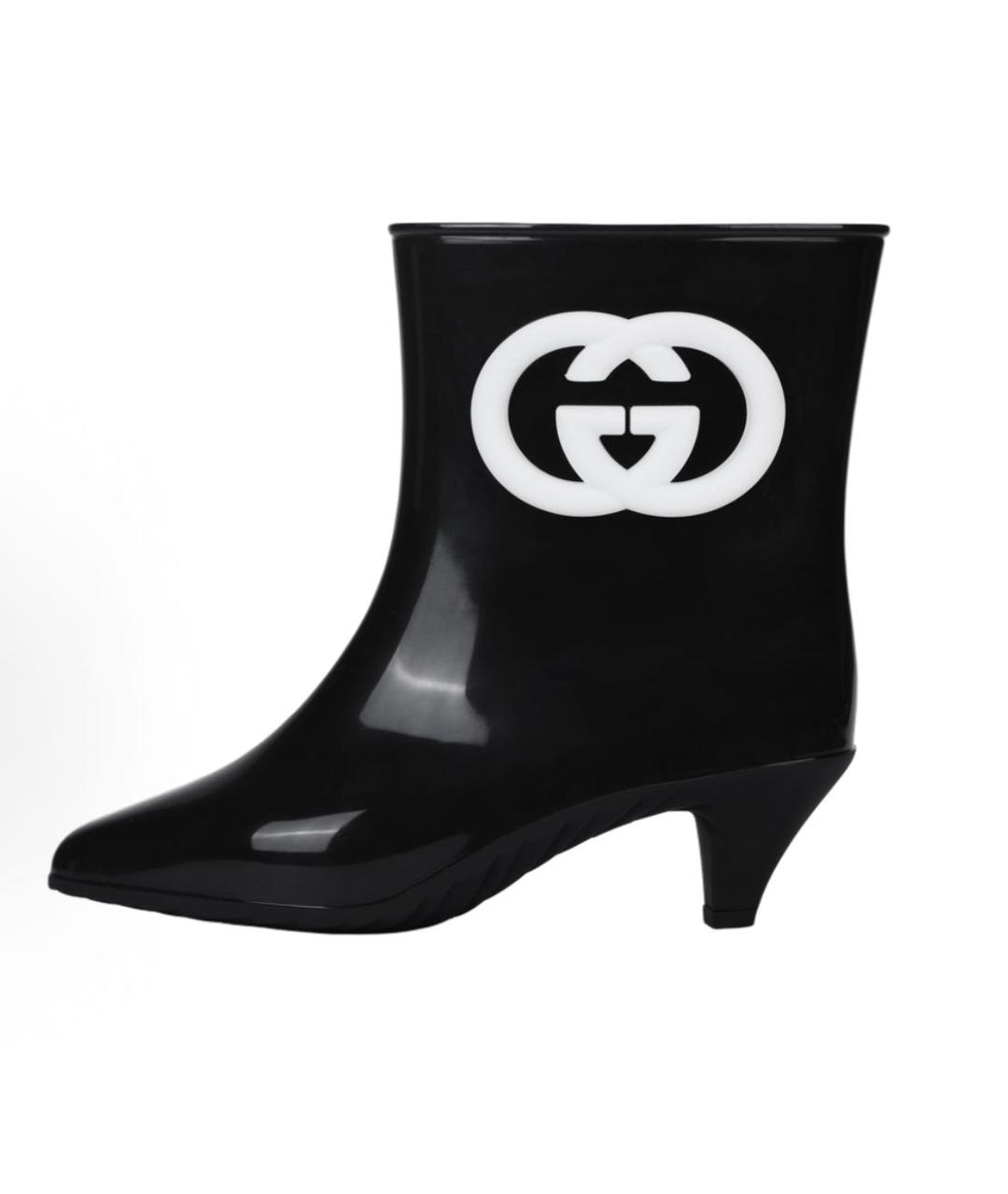 GUCCI Черные резиновые ботинки, фото 6