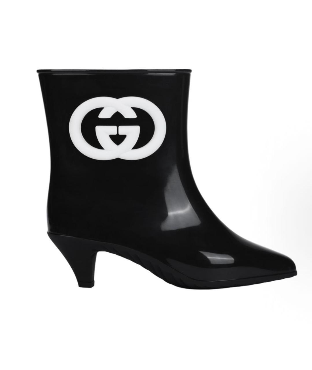 GUCCI Черные резиновые ботинки, фото 1