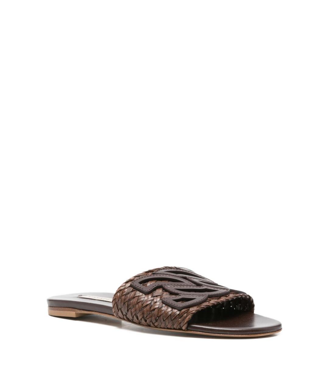 CASADEI Коричневые кожаные шлепанцы, фото 2