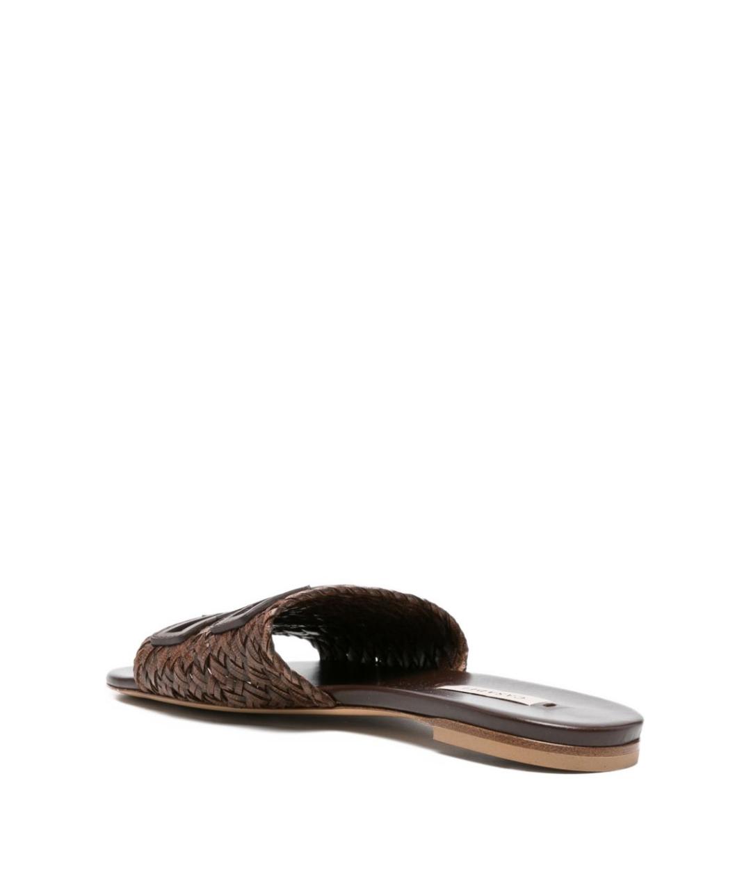 CASADEI Коричневые кожаные шлепанцы, фото 3
