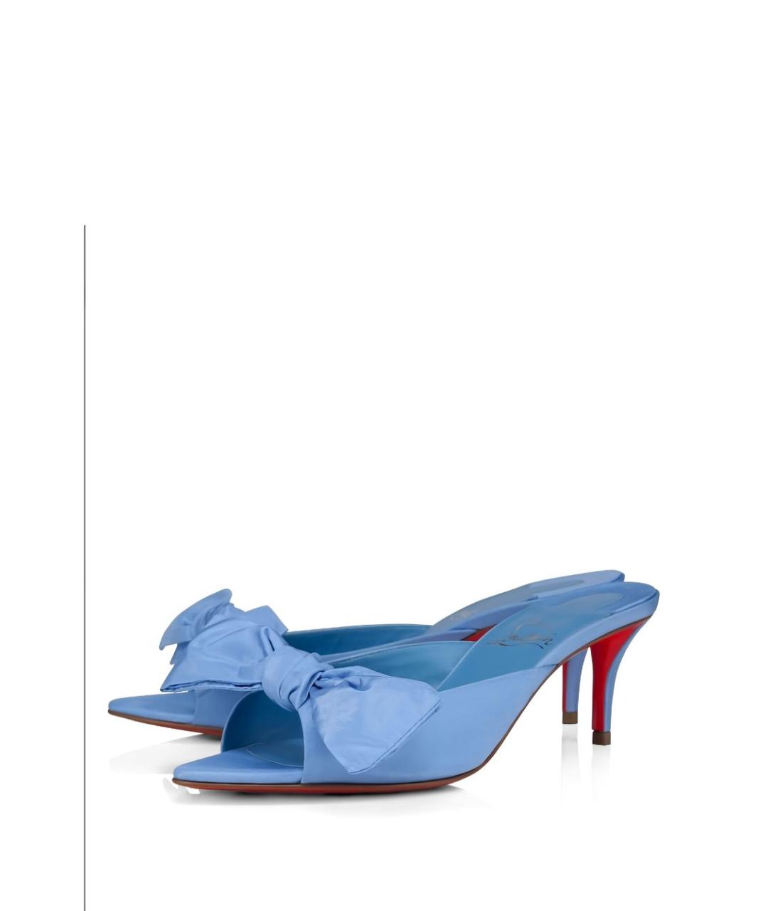 CHRISTIAN LOUBOUTIN Голубые текстильные мюли, фото 2