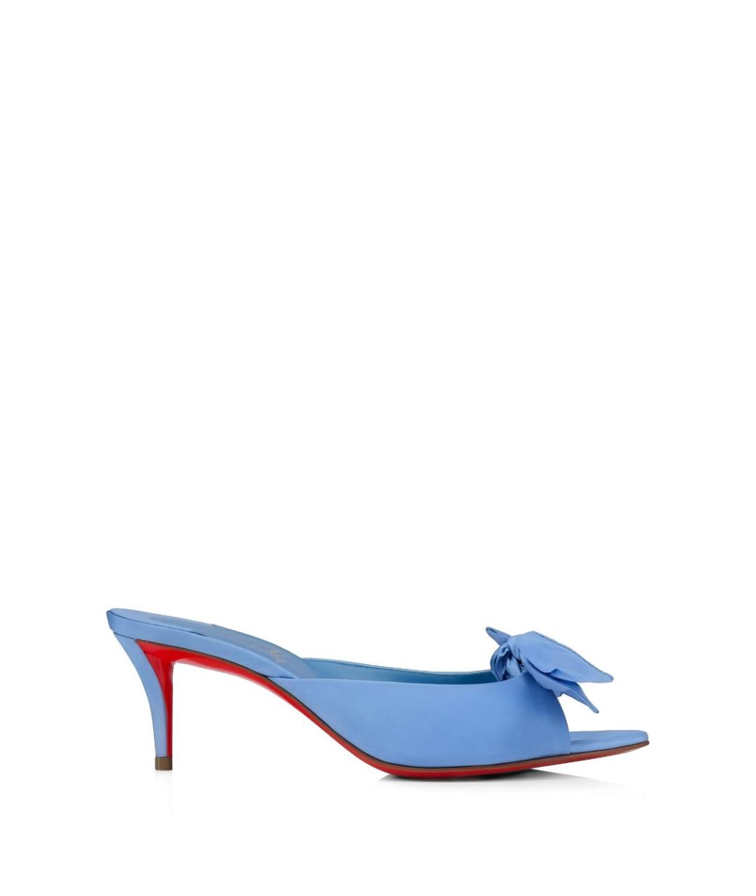 CHRISTIAN LOUBOUTIN Голубые текстильные мюли, фото 1