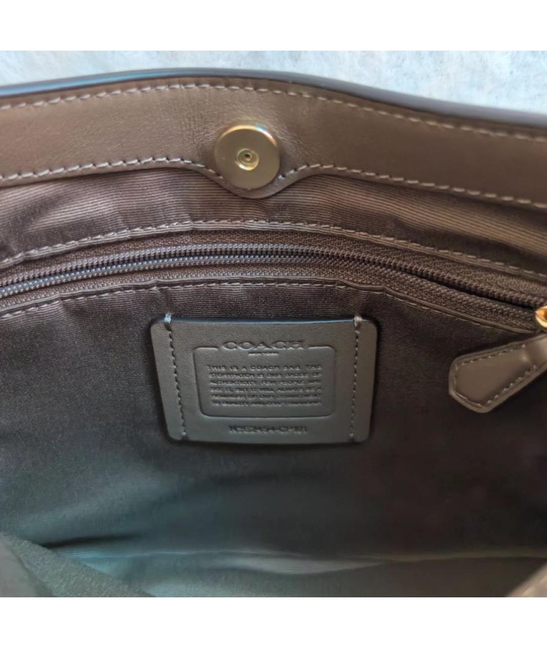 COACH Бежевая кожаная сумка через плечо, фото 7