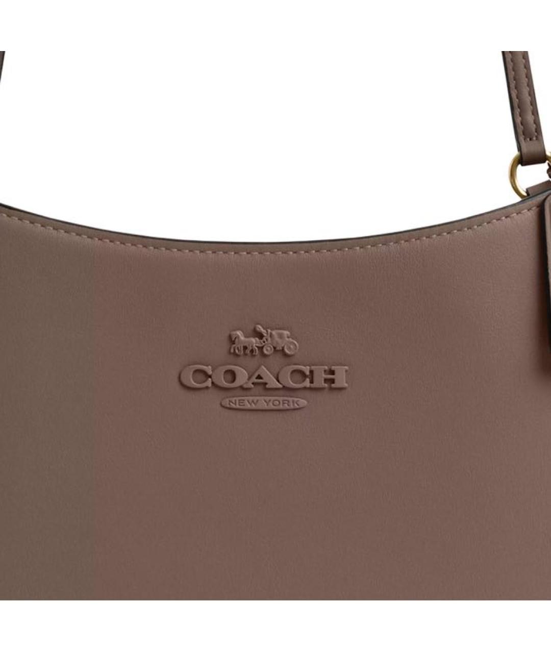 COACH Бежевая кожаная сумка через плечо, фото 4