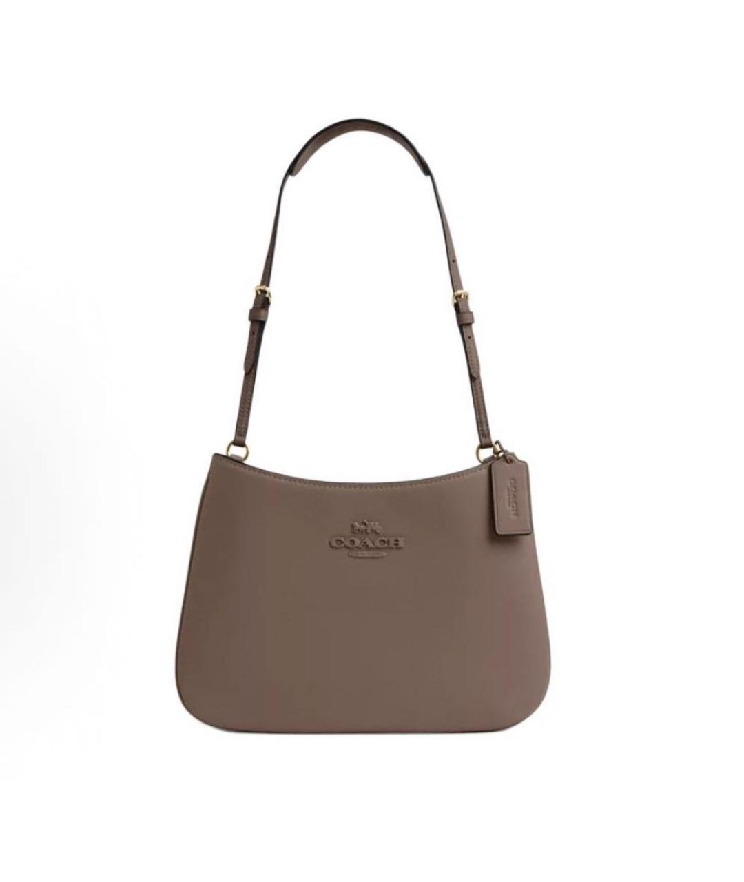 COACH Бежевая кожаная сумка через плечо, фото 9