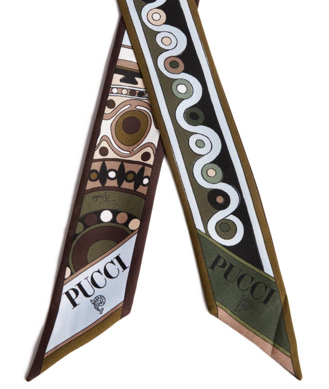 PUCCI Хаки шелковый шарф, фото 2