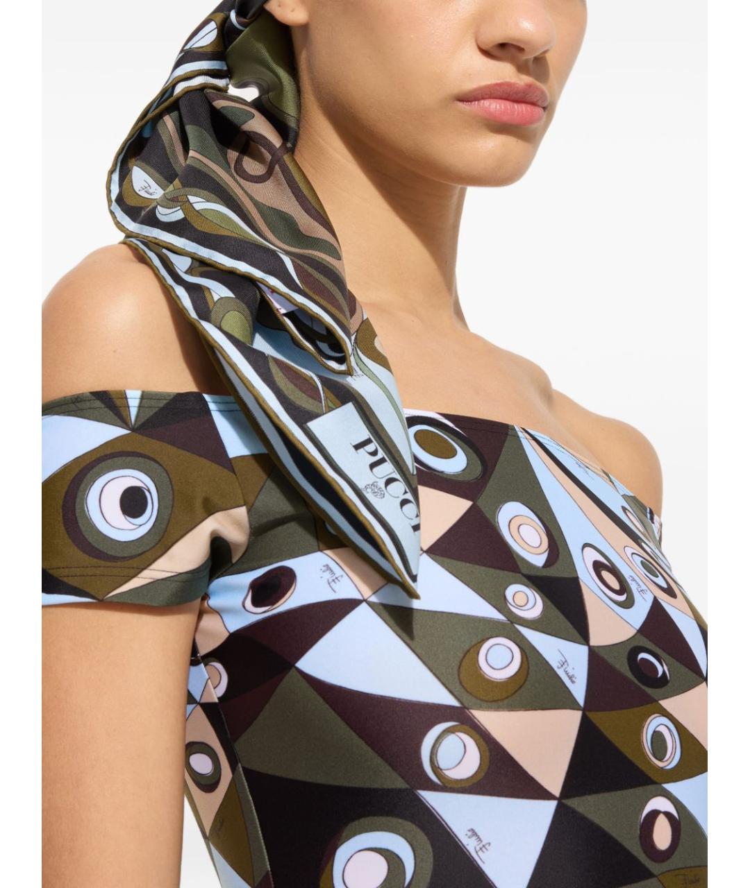 PUCCI Хаки шелковый шарф, фото 4