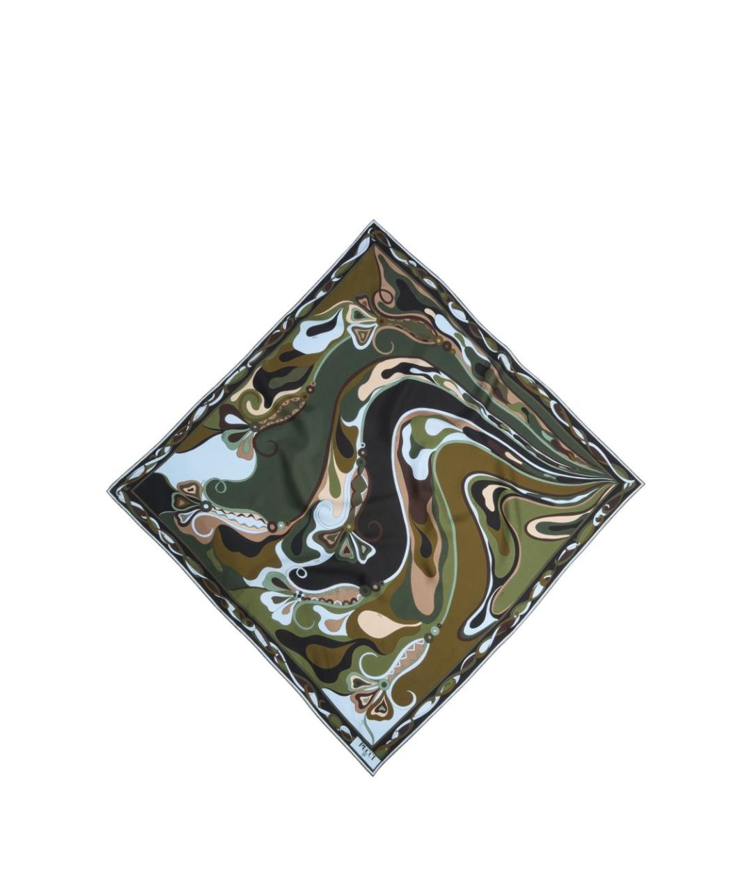 PUCCI Хаки шелковый шарф, фото 1