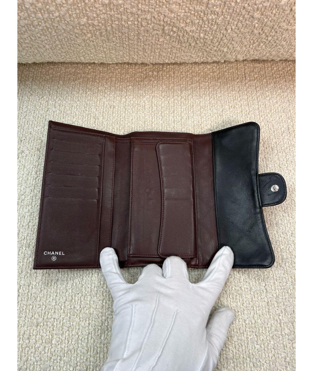 CHANEL Черный кожаный кошелек, фото 4
