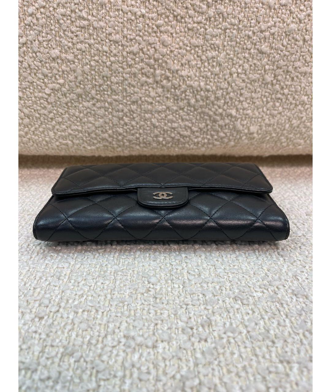CHANEL Черный кожаный кошелек, фото 8