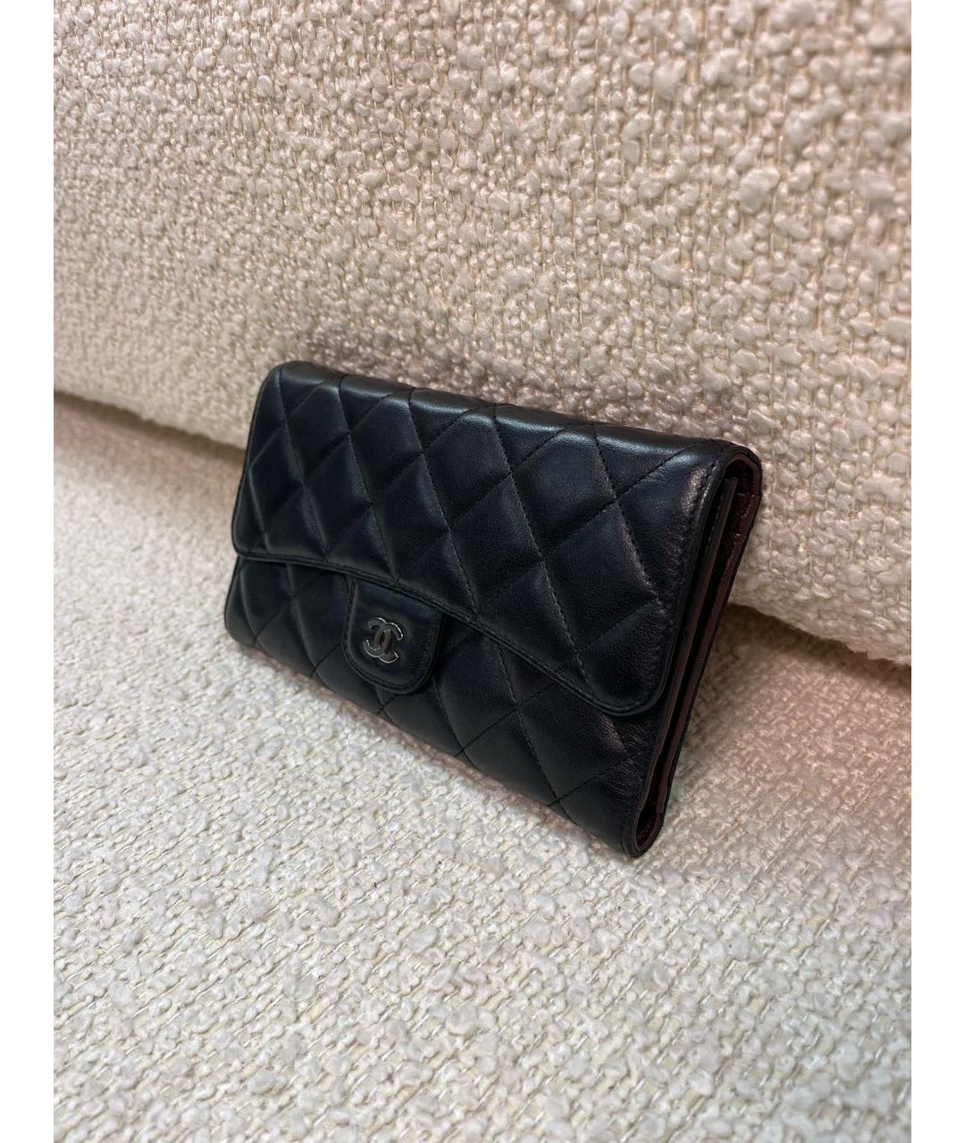 CHANEL Черный кожаный кошелек, фото 6