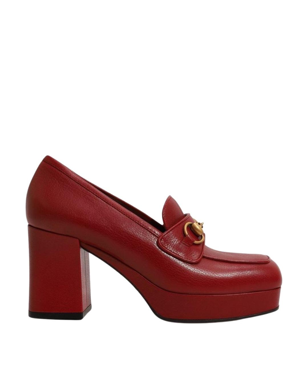 GUCCI Красные кожаные туфли, фото 1