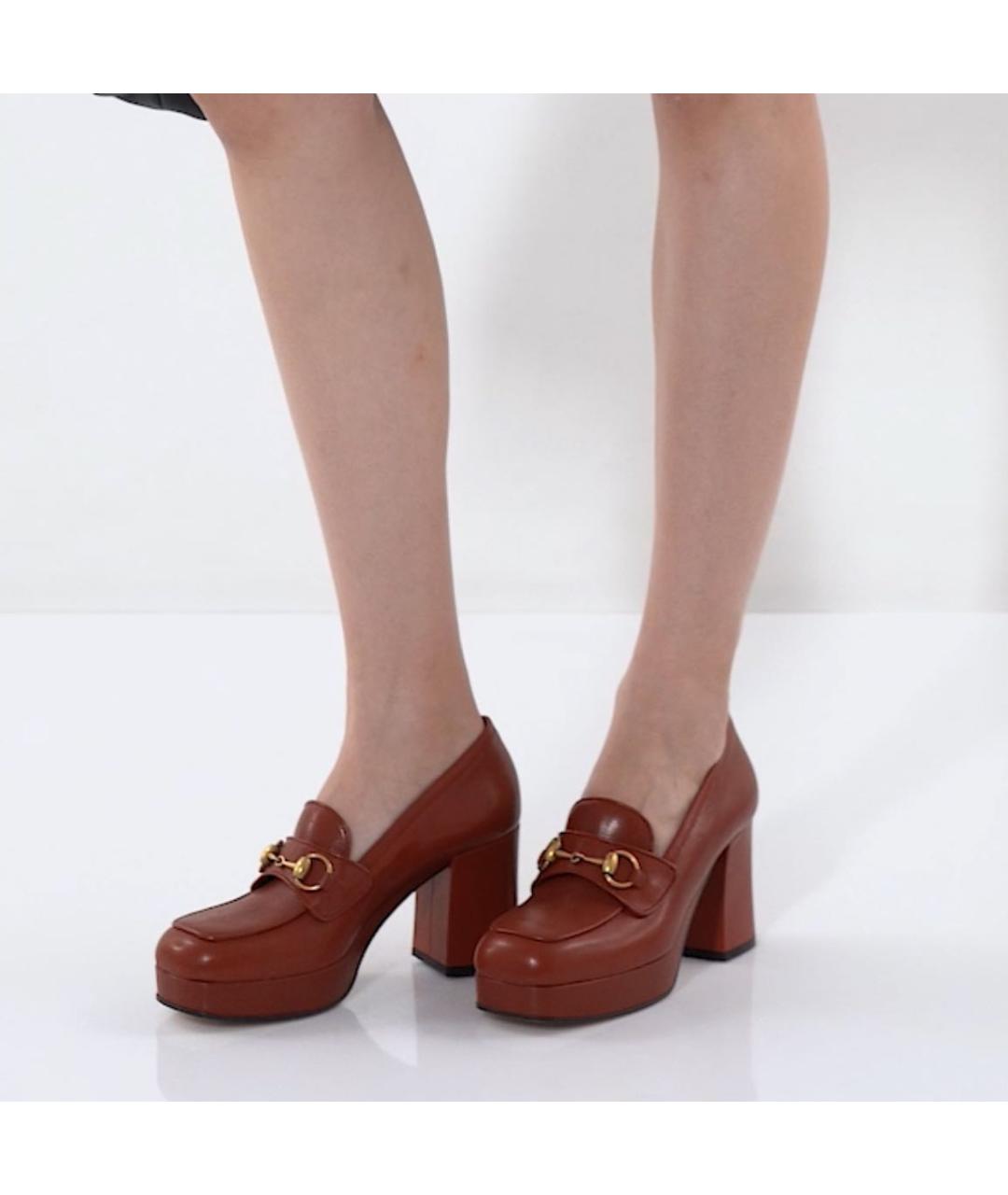 GUCCI Красные кожаные туфли, фото 5