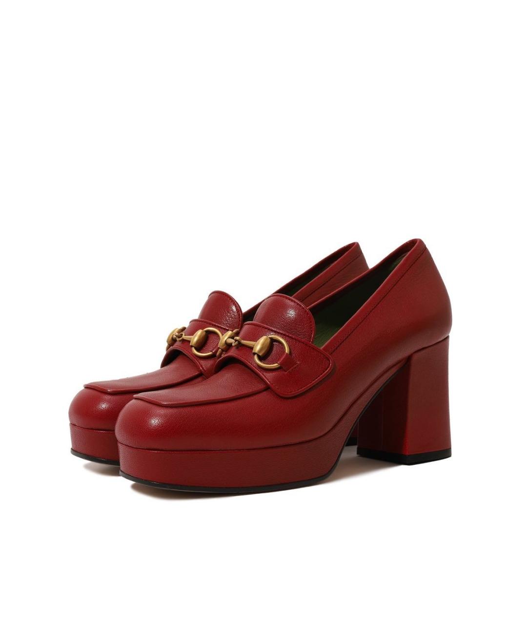 GUCCI Красные кожаные туфли, фото 2