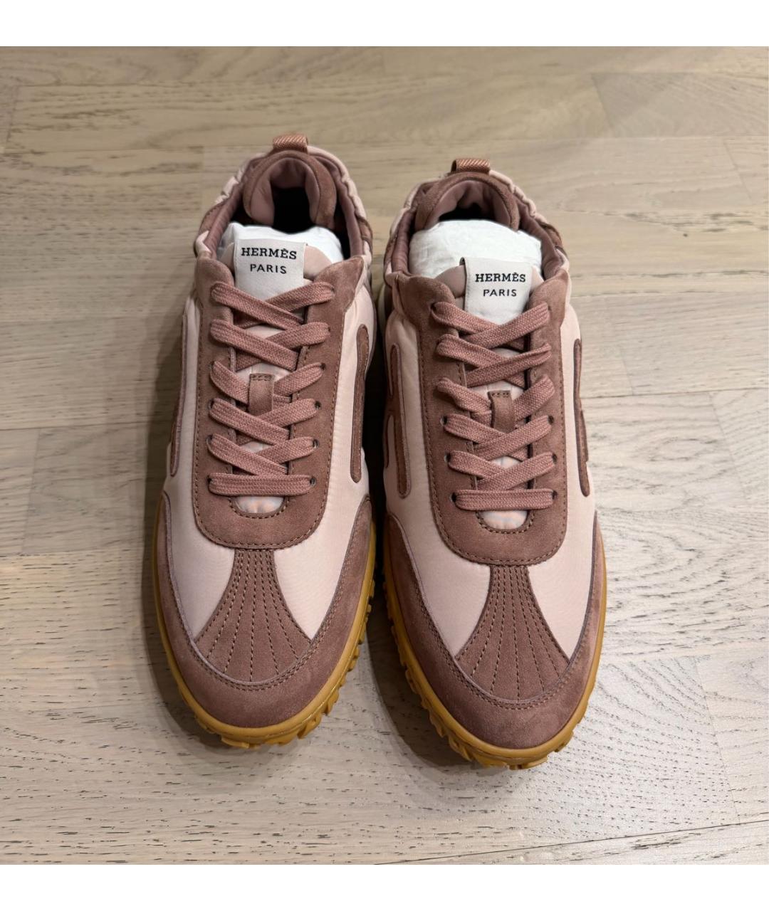 HERMES Розовые текстильные кроссовки, фото 2
