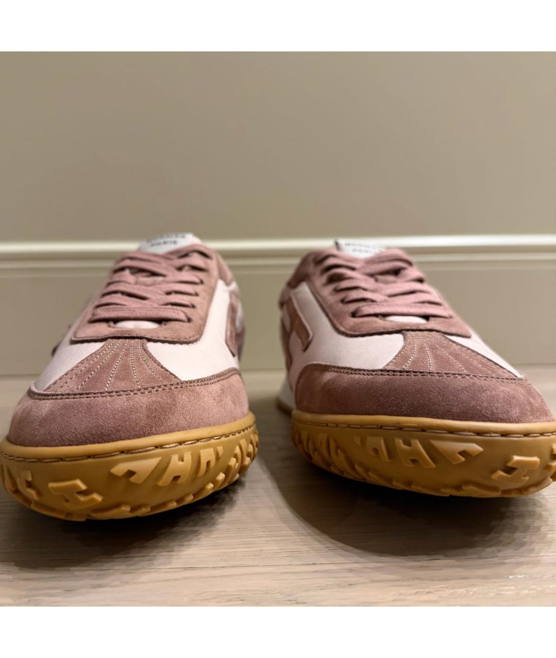 HERMES Розовые текстильные кроссовки, фото 5