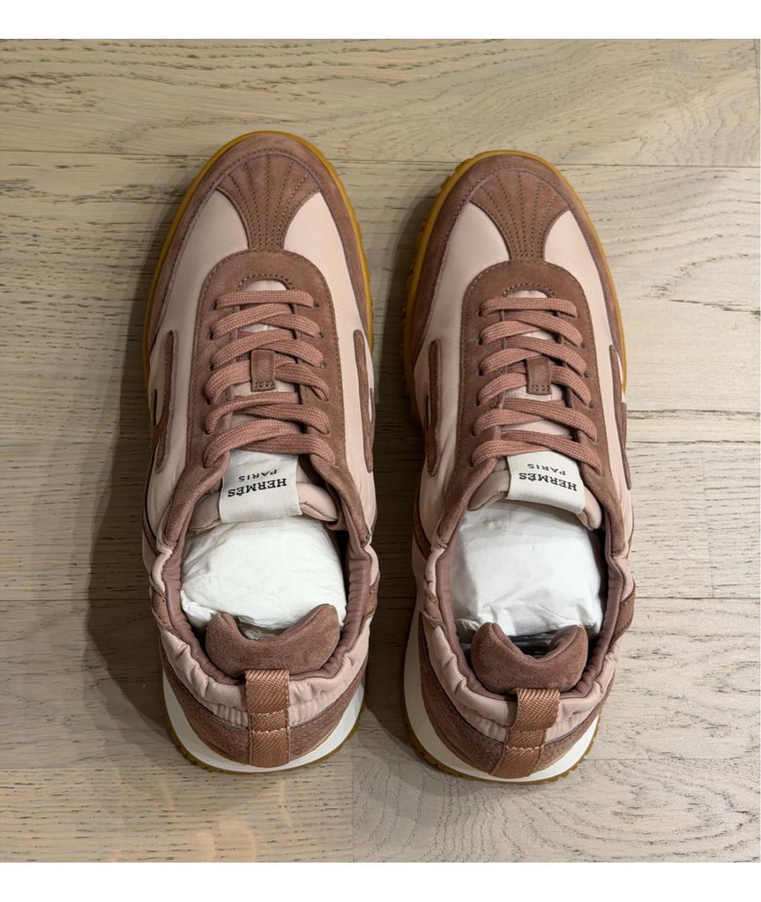 HERMES Розовые текстильные кроссовки, фото 3