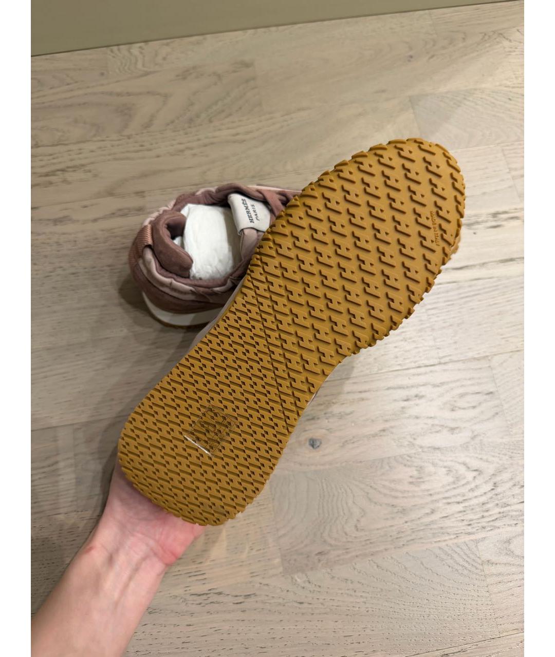 HERMES Розовые текстильные кроссовки, фото 7