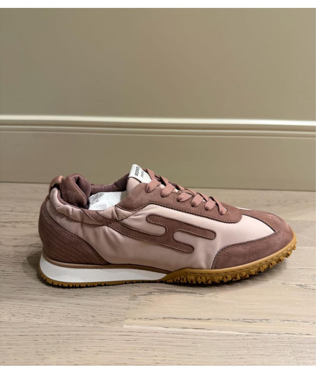 HERMES Розовые текстильные кроссовки, фото 9