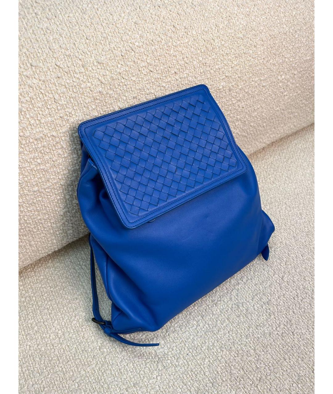 BOTTEGA VENETA Синий кожаный рюкзак, фото 2