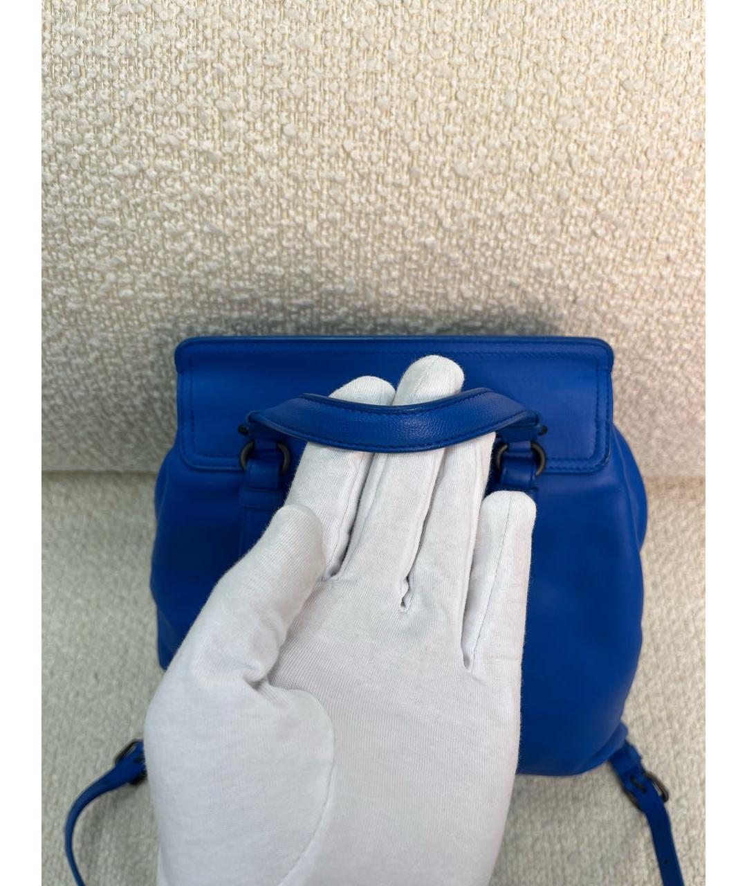 BOTTEGA VENETA Синий кожаный рюкзак, фото 8