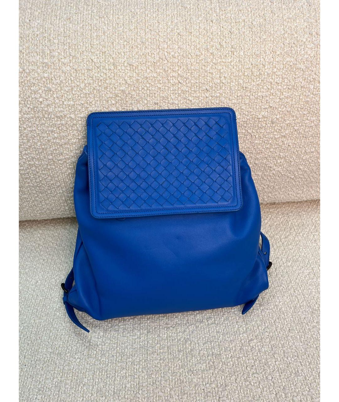 BOTTEGA VENETA Синий кожаный рюкзак, фото 9