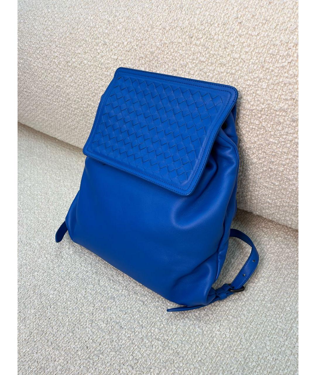 BOTTEGA VENETA Синий кожаный рюкзак, фото 5