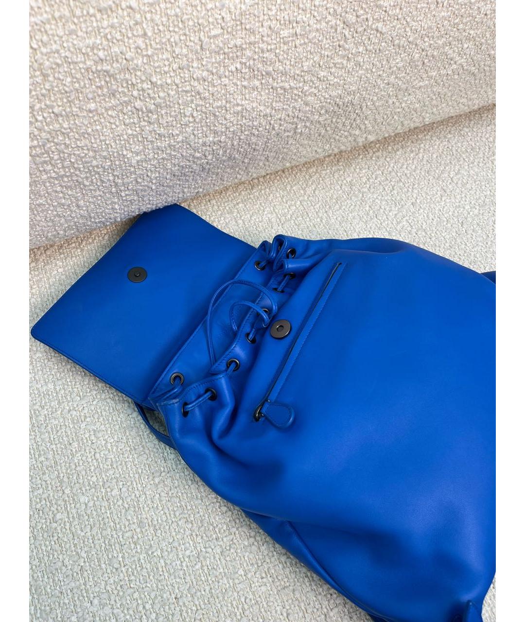 BOTTEGA VENETA Синий кожаный рюкзак, фото 6