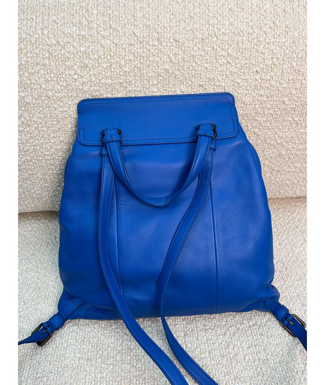 BOTTEGA VENETA Синий кожаный рюкзак, фото 3