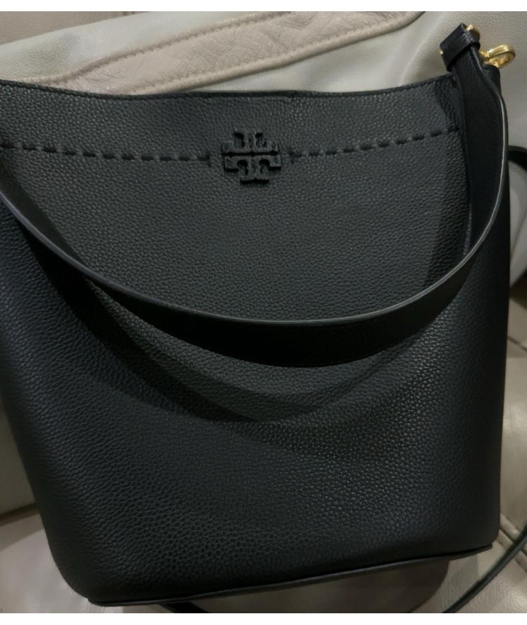 TORY BURCH Черная кожаная сумка тоут, фото 5