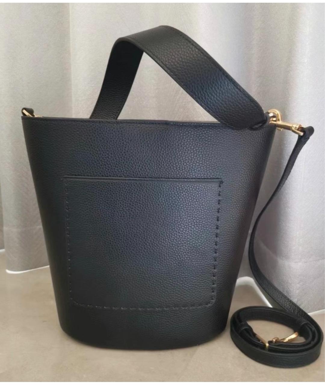 TORY BURCH Черная кожаная сумка тоут, фото 8