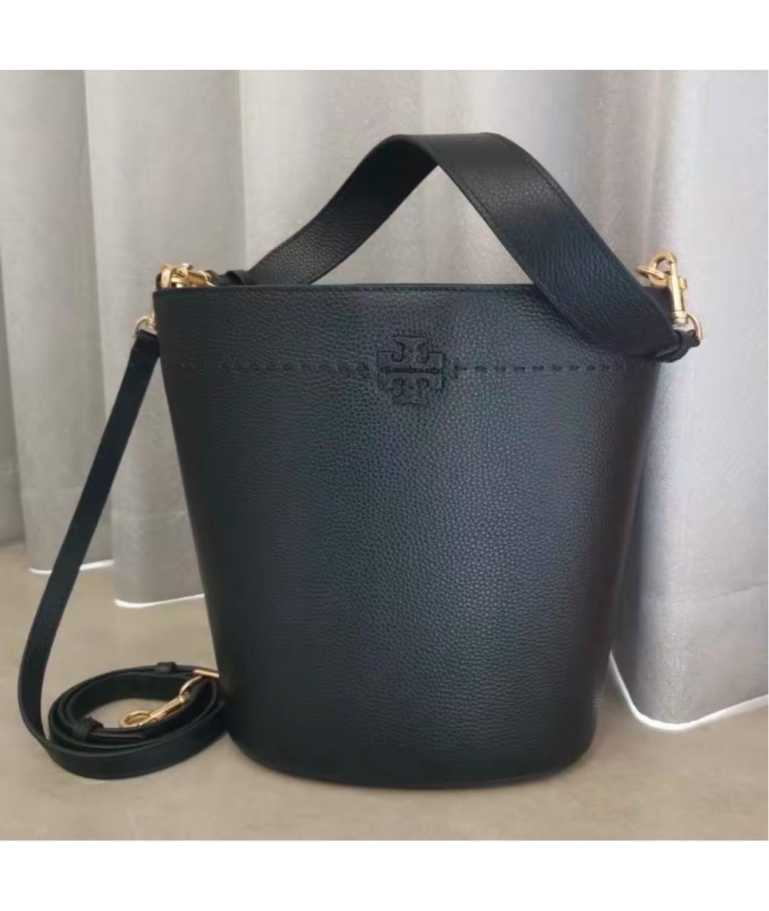 TORY BURCH Черная кожаная сумка тоут, фото 7