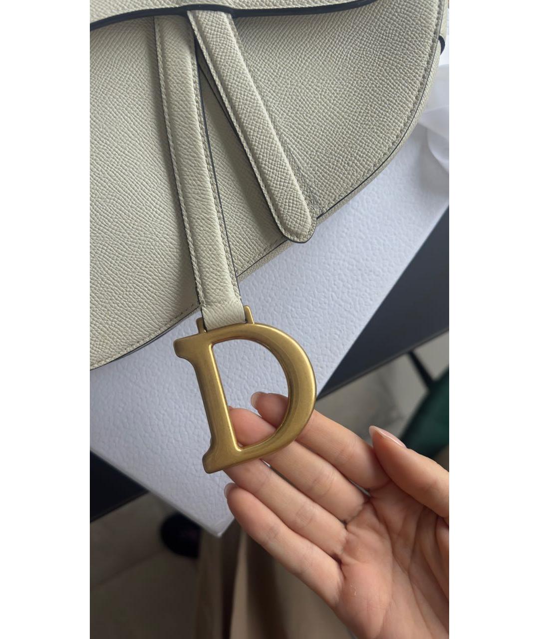 CHRISTIAN DIOR Белая кожаная сумка с короткими ручками, фото 7