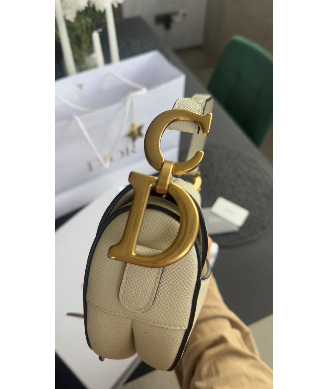 CHRISTIAN DIOR Белая кожаная сумка с короткими ручками, фото 6