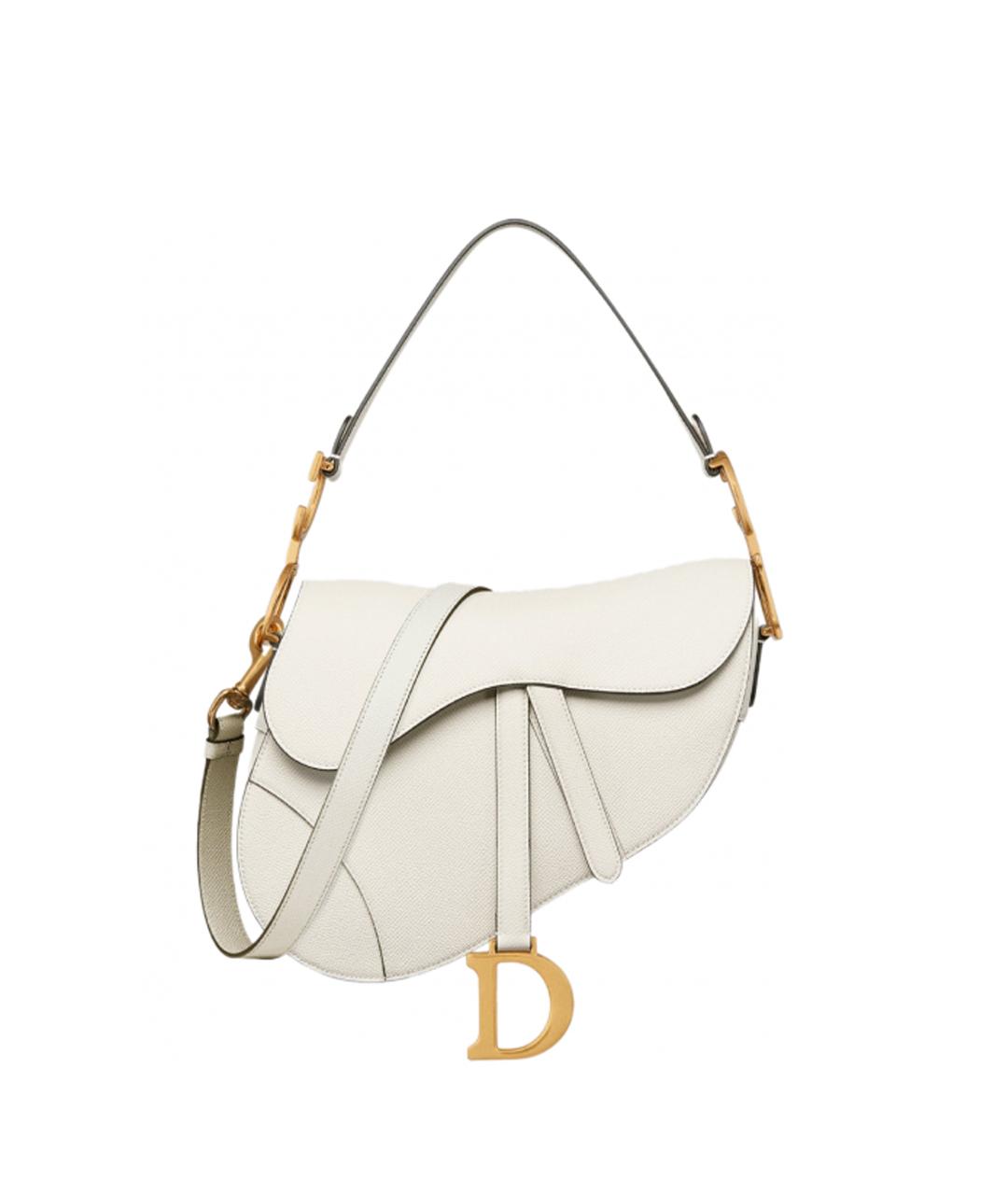 CHRISTIAN DIOR Белая кожаная сумка с короткими ручками, фото 1