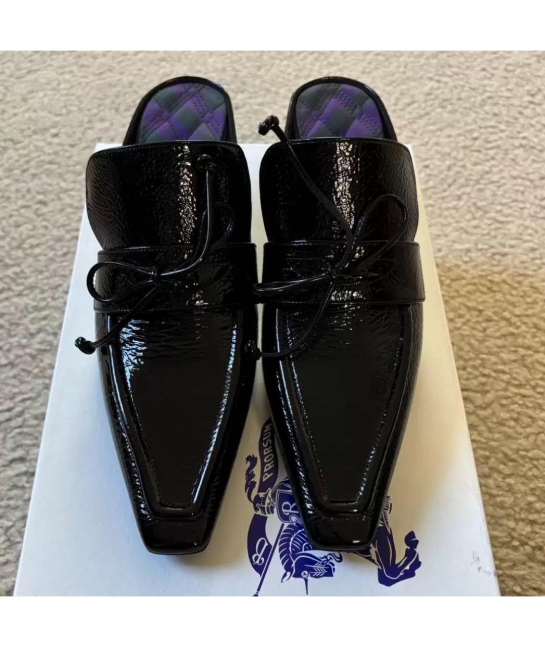 BURBERRY Черные мюли из лакированной кожи, фото 7