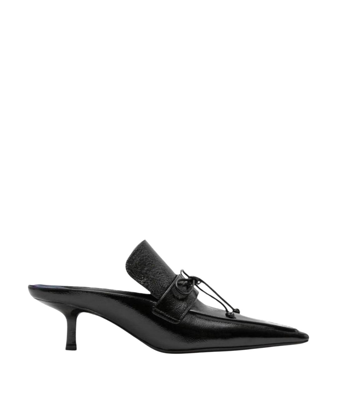 BURBERRY Черные мюли из лакированной кожи, фото 1