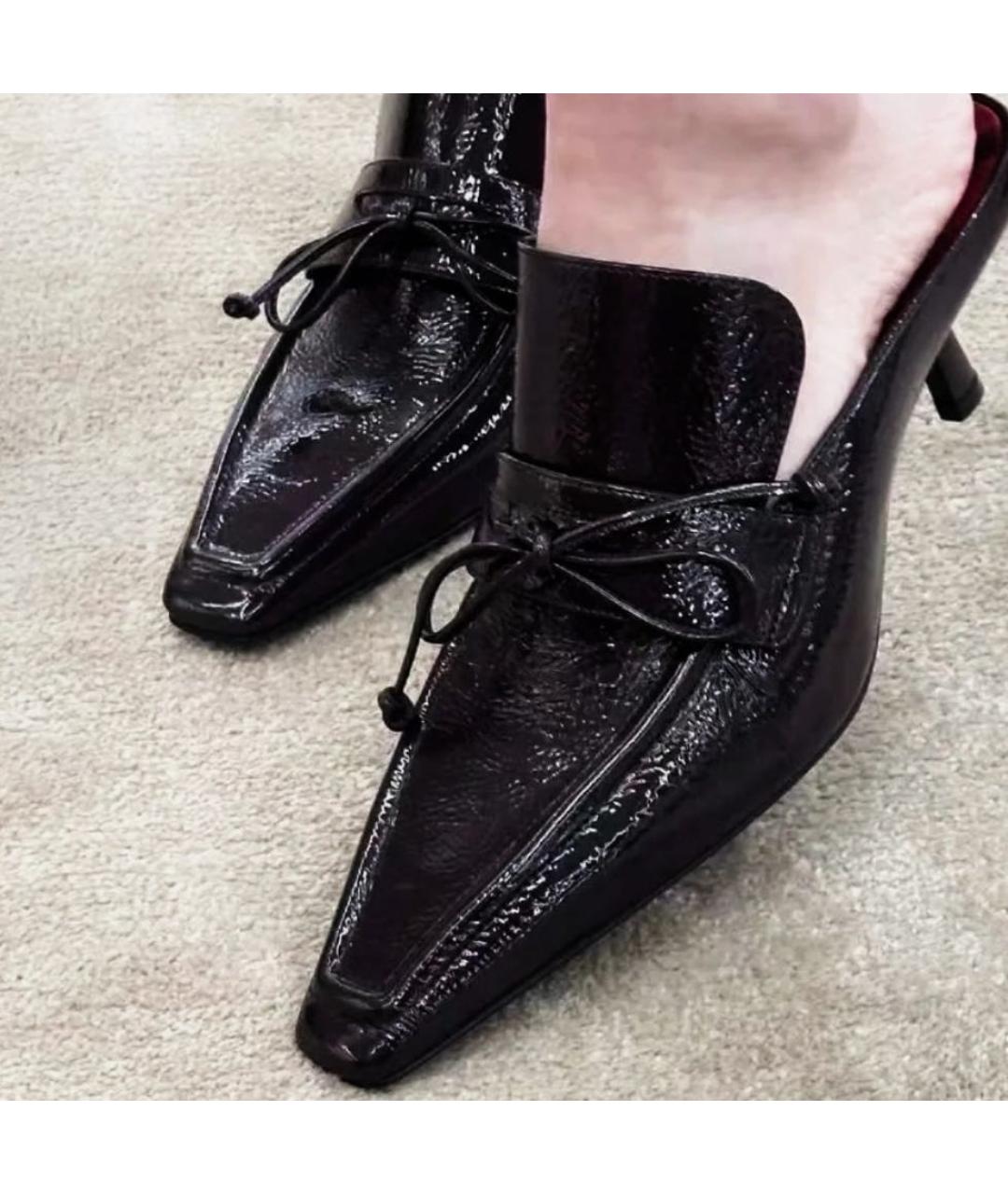 BURBERRY Черные мюли из лакированной кожи, фото 5